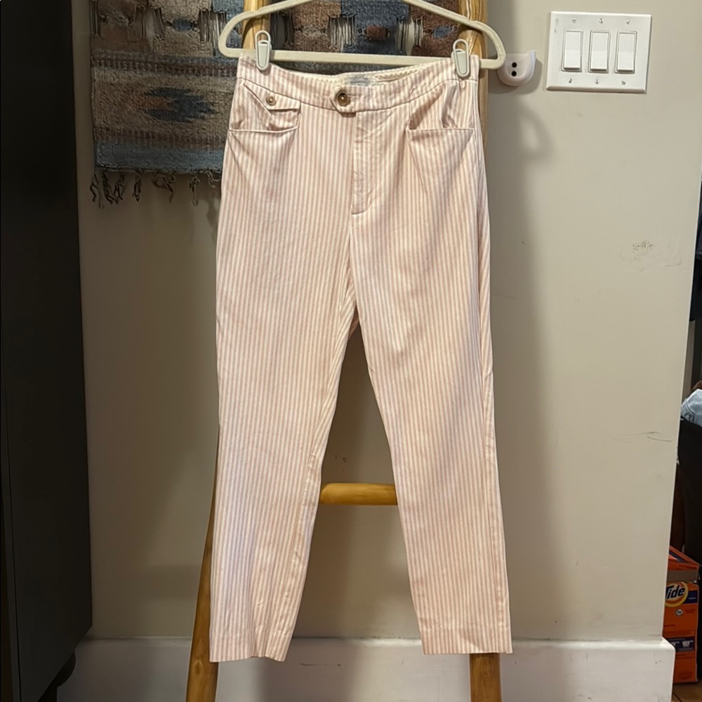 Anthropologie Striped Pink and White Pants
